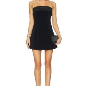Strapless Black Velvet Mini Dress